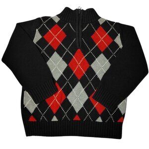Toughskins Boys Argyle Half Zip Black‎ Sweater 4T - Classic Preppy Academia Fall